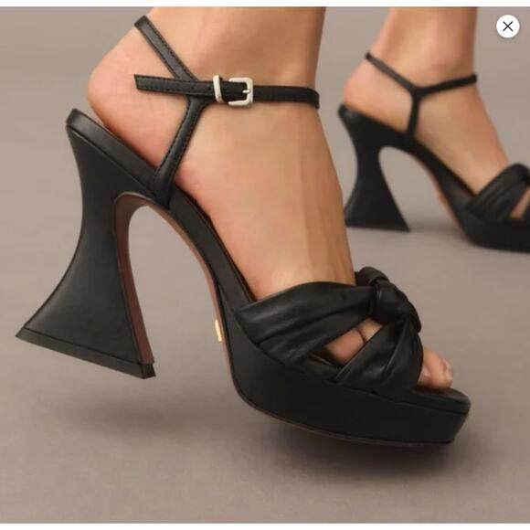 Anthropologie Vicenza Black Knotted Platform Heels EU 39 US 9 - Picture 2 of 11
